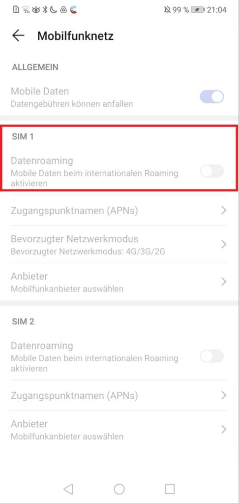 Android Roaming aktivieren Schritt 3